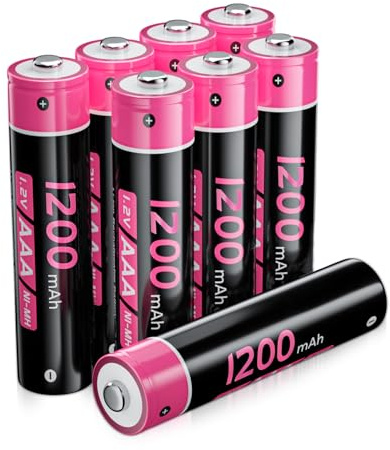 Confezione da 8 batterie ricaricabili AAA, 1200 mAh, ad alta capacità AAA, 1,2 V, NI-MH AAA Recharge