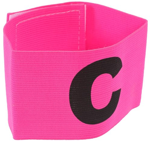 Gatuida Brassard de Capitaine de Football Nylon Ajustable Accessoire Sportif Antidérapant pour Matchs Bandeau de Leader et Portable Couleur Rose Rouge