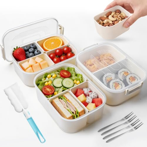 CoKeeSun 3 Pack Snackle Box with 4+3+2 Compartment, Divided Serving Tray,2L | Portable Food Storage Container with Lid, Airtight Snack Tray Set for Fruit, Salad, Candy, Nuts, Veggie, Dip, Picnic, Party