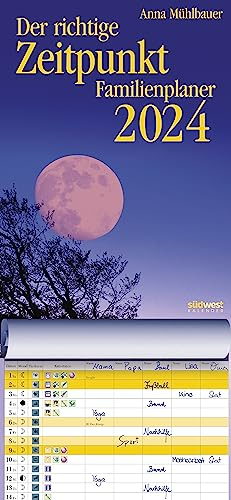 Der richtige Zeitpunkt Familienplaner 2024 - Monats-Wandkalender zum Aufhängen, mit Spiralbindung, 22,4 x 48,5 cm