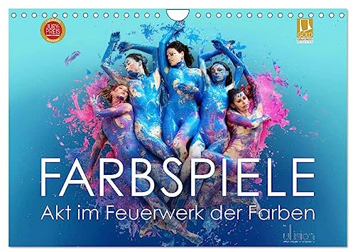 FARBSPIELE - Akt im Feuerwerk der Farben (Wandkalender 2024 DIN A4 quer), CALVENDO Monatskalender: Bodypaintings, kunstvoller Aktfotografie (CALVENDO Erotik)