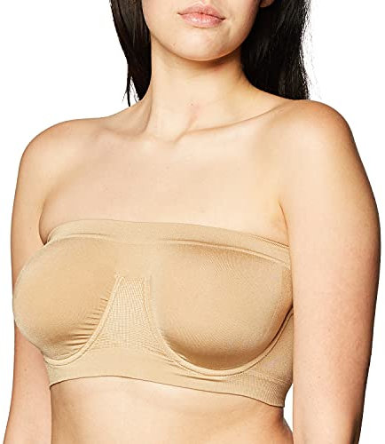 Rhonda Shear Women's Seamless Stretch Unlined Underwire Bandeau Bra, Opaque, Nude, M