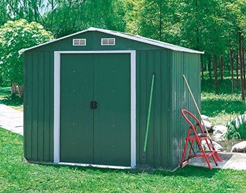 Box maison maisonnettes remise fourre-tout Garage voiture pour jardin tôle galvanisée – Mesure cm 131 x 205 x 175,5h