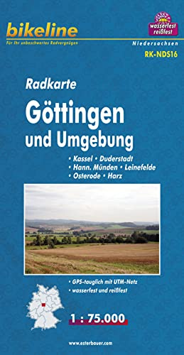 Radkarte Göttingen und Umgebung (RK-NDS16): Kassel, Duderstadt, Hann. Münden, Leinefelde, Osterode, Harz (Bikeline Radkarte)