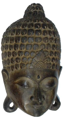 GURU SHOP Buddha Maske, Wandschmuck, Ethno Wanddekoration aus Balsaholz, Braun, Size:50 cm