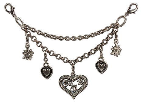 Alpenflüstern Damen Dirndl-Charivari Strassherz Altsilber-Farben DCH00600095