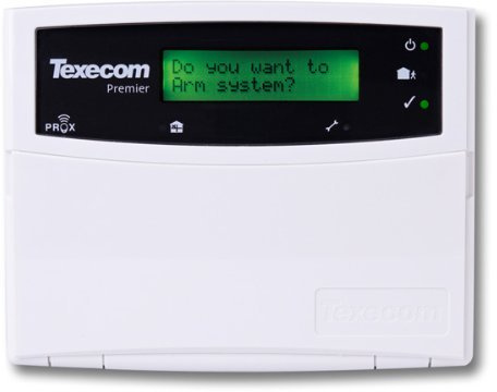 Texecom Premier Elite LCD Keypad with Standard 32 Character LCD Display, Built-in Proximity Tag Reader, Grade 3, DBC-0001