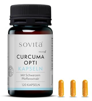 sovita Curcuma Opti Kapseln | Hochdosierter Curcumaextrakt mit Piperin für optimale Bioverfügbarkeit | 120 Kapseln