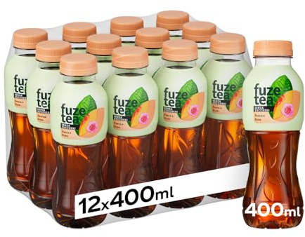 Fuze Tea, Bevanda Rinfrescante Analcolica di Té al Gusto Pesca e Rosa, Senza Zuccheri - 12 Bottiglie da 400 ml