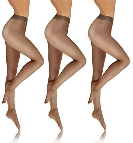 sesto senso Strumpfhosen Damen Transparent 3er Pack Den 8 Glatte Feinstrumpfhose 4 L Schwarz 3pack