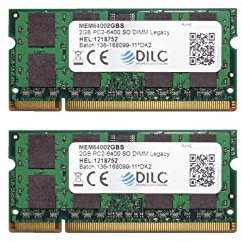 DILC - Memoria RAM DDR2 SODIMM de 2 GB, 2 memorias RAM para PC portátil, 800 MHz PC2-6400 (240 pines), compatibles con ordenadores portátiles/notebooks o mini PC con ranura SODIMM, alto rendimiento