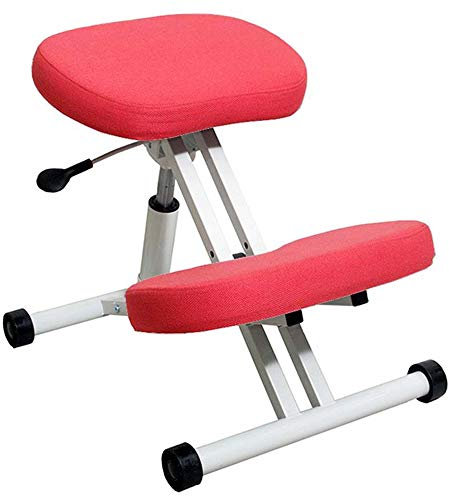 ZXCVBNAS Ergonomischer Kniestuhl Höhenverstellbarer Professionelle Orthopädische Haltung Hocker Nackenschmerzen & Spine Tension Relief Kneel Sitz Mit Weich Gepolstertem Kniepolster,Rot