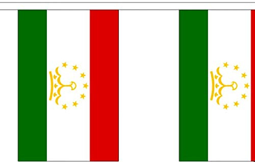 Tadzjikistan Bunting - 9 meter flaggväv - polyester - 30 flaggor per 9 m längd - FlagSuperstore