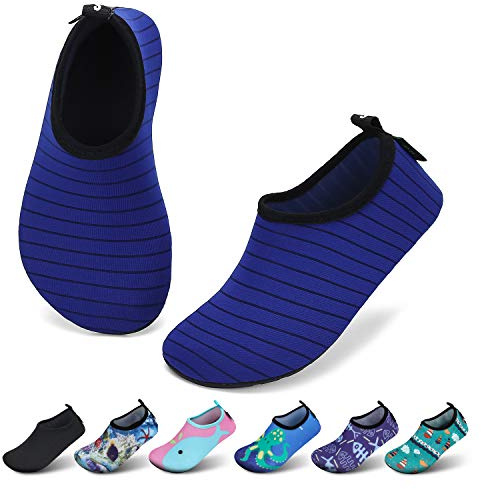 SAGUARO Chaussures d'eau pour Enfants Garçons et Filles Chaussettes Antidérapantes à Séchage Rapide Chaussures de Sport Aquatique pour Enfants Rayures Bleues 24/25 EU