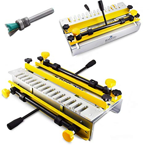 BAMATO Zinkenfrässchablone BFS-300 für Schwalbenschwanzverbindungen | Inkl. 1x Fräser & ½“ Schablone | Passend für Zinkenfräsgerät & Frässchlitten | Ideal für Schwalbenschwanz-Verbindungen