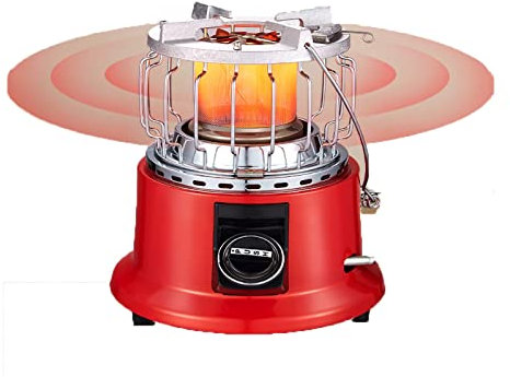 2 in 1 Camping Outdoor Propane Heater & Stove, Camping Gas Heater, 1.3kw Portable Gas Heater Outdoor Camping Fishing Caravan Outdoor Party (Color : Red)