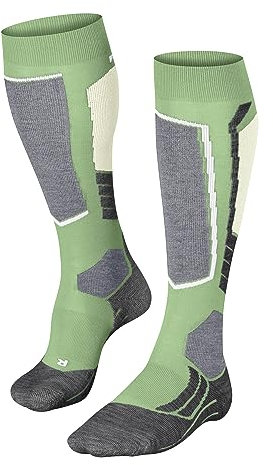 FALKE Damen Skisocken SK2 Intermediate W Kh Wolle Funktionsmaterial warm dick 1 Paar, Grün Quiet Green 7378, 39-40