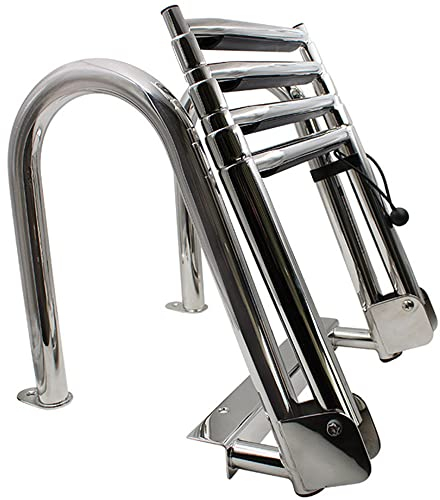 Edelstahl Poolleiter,Schwimmbadleiter Edelstahlleiter Leiter,Schwimmbadleiter 4 Stufen,Poolleiter Hochbeckenleiter,4 Stufen, Marine-Docktreppe, Geschweißt, Verstärkter Edelstahl