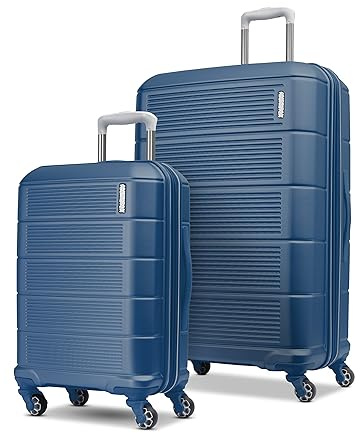 American Tourister Stratum 2.0 Expandable Hardside Luggage with Spinner Wheels, 2-Piece Set 20/28, Blue