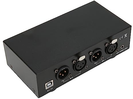 Fockety 2-Kanal-48-V-Phantomspeisung, Universelles Mikrofon-Netzteil mit XLR-3-poligem Mikrofonkabel, Tragbare Phantomspeisung für Kondensatormikrofon, Musikaufnahmegeräte