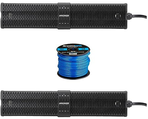 Pair (Qty 2) of Kicker KPB1 21 150 Watt Peak Power Bluetooth Weatherproof Black Soundbar Speaker System w/Wireless Remote with Speaker Wire