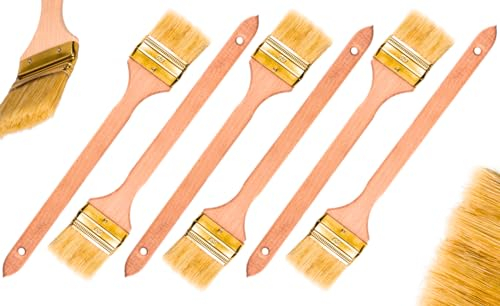 ToolSpace Pinceau à Calories Courbes | Pinceau pour radiateurs | Largeur 63 mm | Longueur Totale : 36 cm | Poils : Poils naturels denses| Manche : Bois de hêtre | 6 pièces