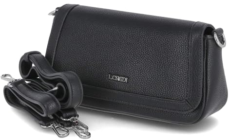 L.Credi Damen Überschlagtasche/Umhängetasche MALINA schwarz Kunstleder, 99-Ohne Größen:-, Color:schwarz
