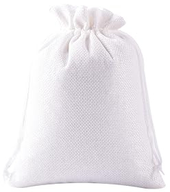 KONMAY 10er Set 20x30cm Weiß Jutesäckchen Geschenkbeutel mit Kordelzug, Groß Jutebeutel Leinensäckchen Sackleinen Schmuckbeutel mit Kordelzug für Lavendelblüten, Schmuck, Geschenke