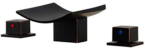 RajoNN Grifo Mezclador para Lavabo en Cascada Fregadero de baño Generalizado de Tres Orificios Mezclador frío y Caliente Lavabo Fregadero de Lavabo con Doble manija Tocador