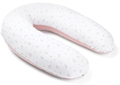 doomoo Coussin de Grossesse & Coussin Allaitement Buddy 180 cm - Ultra Confort pour Dormir Pendant la Grossesse - Soulage Dos, Jambes & Ventre - Housse Bio, Lavable & Certifié Oeko-TEX, Flower Pink