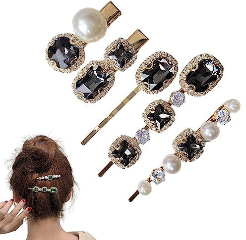 Haarnadel Perlen Haarspangen Französische Damen Vintage Haarklammern mit Kristall Strass Haarclips Elegante Haarschmuck 0212