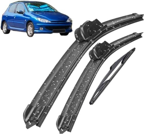ZLxsmy Auto-Scheibenwischer-Set für Peugeot 206 Hatchback 2001-2006,Vorne + Hinten Wischer Klingen,Das Material ist langlebig und die Fenster sind sauber