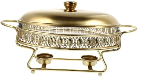 ANGDI 2L Oval Chafing Dish Buffet Set, Stainless Steel Chafers and Buffet Warmer Set, Food Warmer Heating Pan, Large Capacity Food Rack with Lid for Home Restaurant Canteen