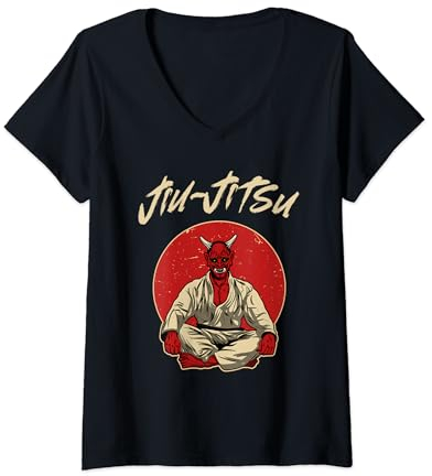 Damen Japanischer Oni-Dämon - Brasilianisches Jiu-Jitsu, MMA, BJJ T-Shirt mit V-Ausschnitt