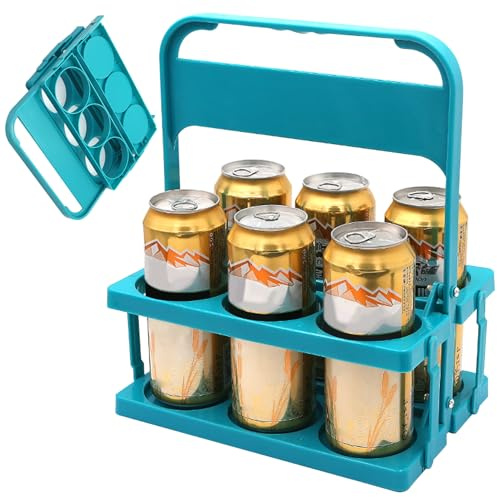 Hperu Flaschenträger Klappbarer Halterträger mit dem Griff wiederverwendbares Getränkentransportträger tragbarer Flaschenkorb enthalten 6 Flaschen zum täglichen Gebrauch und Party Green Beer Rack