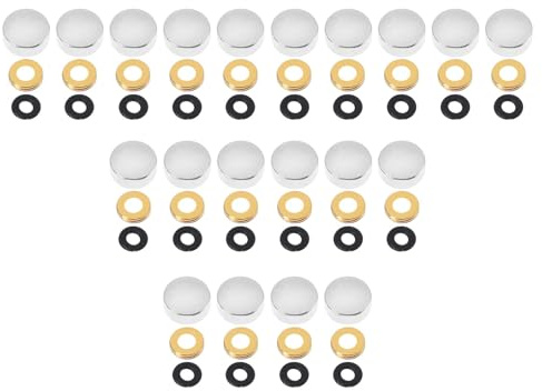 VGOL 20 Sets de Vis en Alliage de Zinc de 13mm Capuchons Décoratifs Clous de Miroir Couvercle Décoratif Argenté pour Armoires Décoratives Meubles en Verre avec 4,7mm Joint en Laiton Et en Caoutchouc