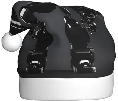 Schwarzer Roboter, 1 Stück, Plüsch-Weihnachtsmannmütze, bequeme Weihnachtsmütze für Weihnachten, Partygeschenke, passend für Erwachsene