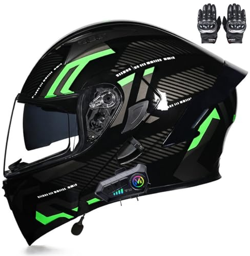 Beyswage Motorradhelm Klapphelme Integralhelm klappbar mit Bluetooth Doppelvisier, Herausnehmbares Futter, ECE-Zertifizierter Motorbike Helmets für Erwachsene Herren Damen M-XXL(55-62CM)