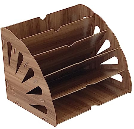 Cabilock Kleines für Office oder im Arbeitszimmer Schreibtisch Home Fächerförmiges Holzregal mit Mehrstöckigem Design Platzsparendes Akten und Bücherregal