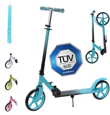 Habib Cityroller - Kick Scooter - Kinderroller für Kinder und Jugendliche Zertifiziert vom TÜV Süd - Faltbarer Aluminium-Tretroller Höhenverstellbar - 200mm Räder - Tragbar - ab 10 Jahren