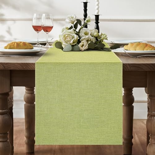Runner da Tavolo Verde Chiaro Fattoria in Juta Runner da Tavolo Rustico Verde per la Decorazione di Tavoli Feste Festival Matrimoni Uso Quotidiano 30x180 cm