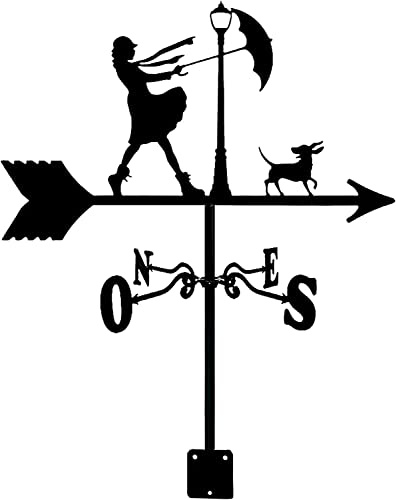 ANCNA-U Vane for Garden Weather Vane， Animal Weathervane with Roof Mount Weathercock Direction Indicator， Retro Metal Weathervane Creative Stainless Steel，Girl and Dog