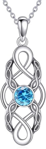 CUPENDA Keltischer Knoten Geburtsstein Halskette Sterling Silber Irische Keltische Anhänger Halskette Glücksschmuck für Frauen