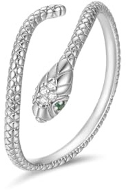 HinDaLi Schlangen Ring Silber 925 für Damen Herren Mädchen Frauen | Verstellbarer Ringe Offen Damen Ringe Silber Schlange Fidget Ring Herren Daumenring Verstellbarer Offener Schlange Schmuck