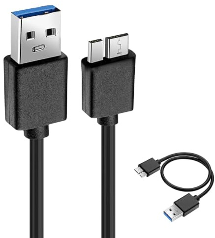 USB 3.0 A to Micro B Cable,External Hard Drive Cord Compatible for Seagate, WD, Toshiba, Westgate, Samsung Galaxy S5, Note 3,(50 cm,Black),High Speed Data Transmission
