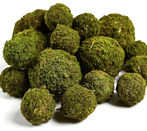 USMOLA 18-Piece Moss Balls Set - 6 Large 3.2 & 12 Small 2 Artificial Moss Decor for Bowls, Vases | Handmade Natural-Look Decorative Filler Balls for Home Centerpieces, Tabletop Decor (Sunlit Green)