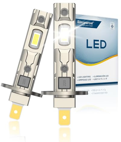 Sinoparcel H1 LED Ampoules, ​​Plug-and-Play Lampe Homologué au Remplacer Halogène Brouillard Voiture, Blanc 6500K, DC 12V Lot de 2