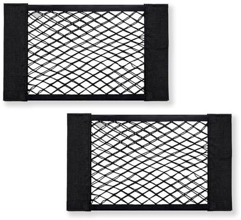 2 Pcs Black Magic Adhesive Mesh Cargo Net Elastic String Net Mesh Net Pouch, Car Boot Organiser Storage, Car Boot Van Storage Solutions Accessories for Storing Phone/Water Bottle/Toiletry