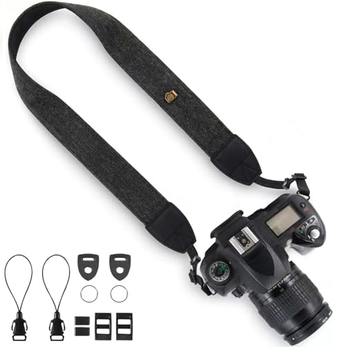 XILIYAI Camera Neck Strap, Cotton Woven Camera Strap Adjustable Camera Strap for Camcorder,and Nikon,Canon,Sony,Minolta,Panasonic,SLR,DSLR Digital Binoculars Video (Black)