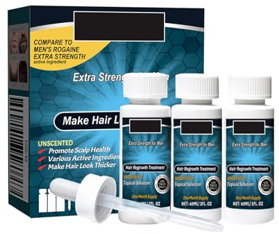 Liquid Extra Strength - Soin de croissance des cheveux pour homme - Solution topique à 5 % - Sérum de croissance des cheveux contre la perte de cheveux et les cheveux clairsemés - Avec applicateur